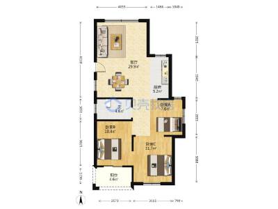 薛家新家园，3室2厅1卫，105.89㎡，毛坯，售价185万
