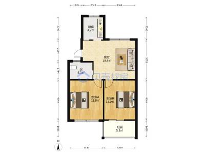 薛家新家园，2室2厅1卫，71㎡，毛坯，售价180万