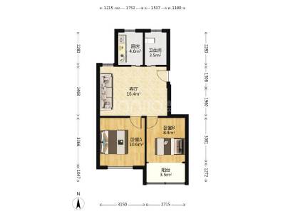 泗洲家园，2室2厅1卫，64㎡，售价178万