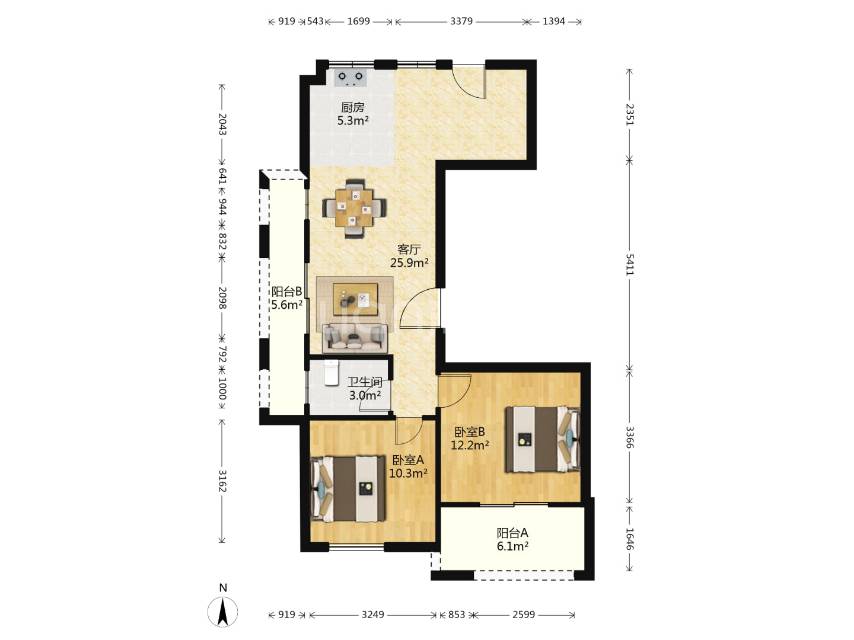 维科馨院西区，2室2厅1卫，91.74㎡，精装，售价245万 二手房