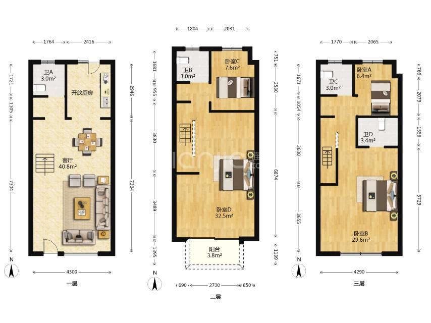 绿地观堂花苑，4室2厅2卫，149㎡，毛坯，售价368万 二手房