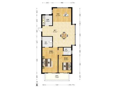 绿地观堂，3室2厅2卫，124.62㎡，毛坯，售价310万