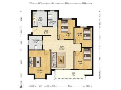绿地观堂，4室2厅2卫，125㎡，精装，售价305万