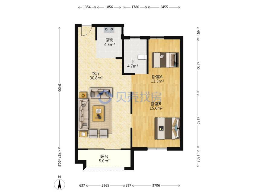 薛家新家园，2室2厅1卫，90㎡，简装，售价185万 二手房