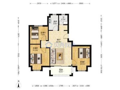 春馨雅居，3室2厅1卫，94.1㎡，毛坯，售价295万