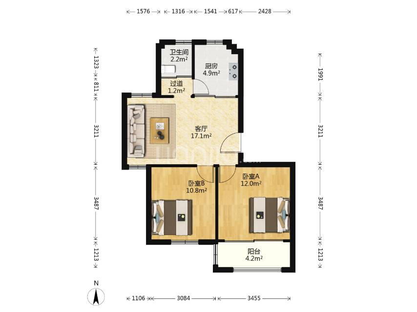 望童北苑二期，79.74㎡，精装，售价189万 二手房