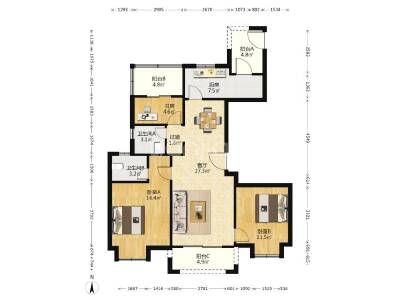春馨雅居，3室2厅1卫，124.18㎡，毛坯，售价217万