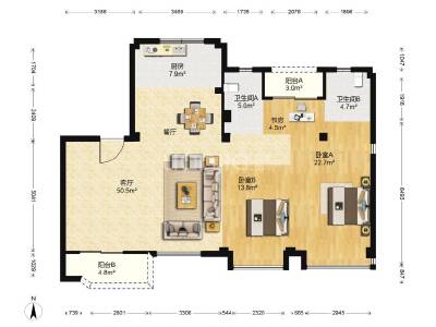 大发海隽府，4室2厅2卫，135.26㎡，精装，售价340万