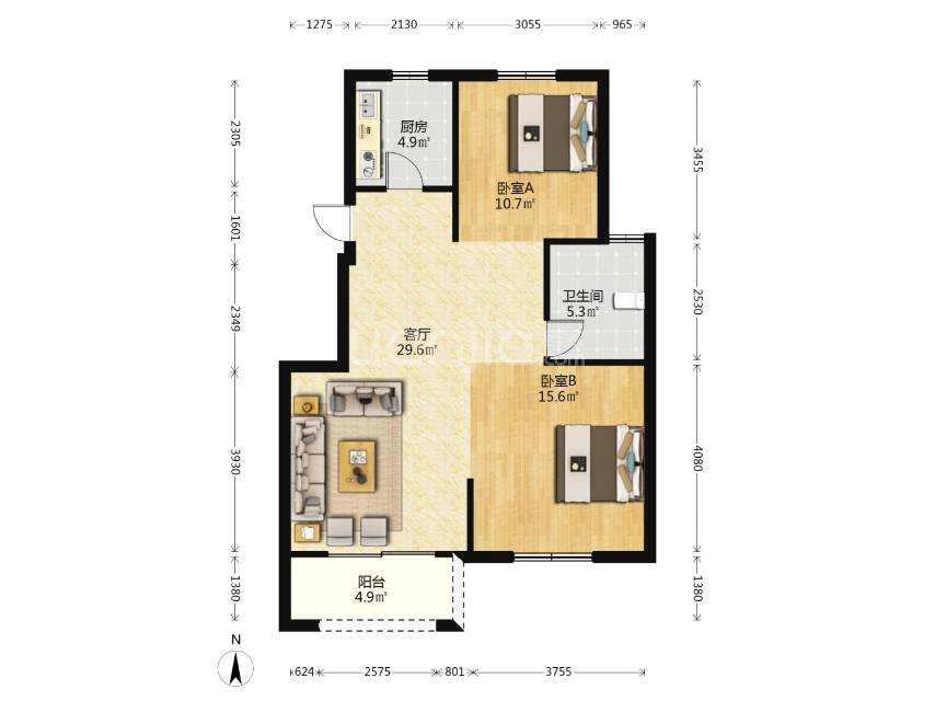 芦园北区2-2 92平方155万毛坯特价 二手房