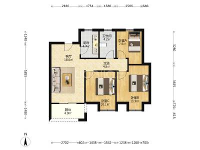 河滨景苑2-2 91.33平方179万毛坯特价